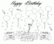 Printable two trolls happy birthday coloring pages