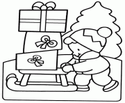 Printable christmas kid gifts coloring pages