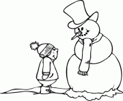 Printable boy and snowman s winter e4ce coloring pages