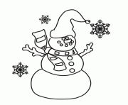 Printable snowman ans snowflake free winter s167f coloring pages