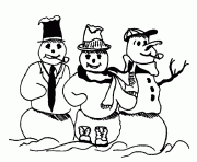 Printable three snowman winter s79ed coloring pages