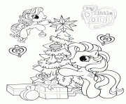 Printable my little pony and christmas tree coloring pages