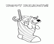Printable scooby doo in christmas socks coloring pages