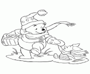 Printable christmas holiday piglet and pooh coloring pages