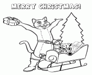 Printable puss and christmas gifts coloring pages