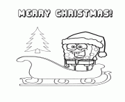 Printable spongebob rides christmas sleigh coloring pages