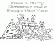 Printable spongebob and friends merry christmas coloring pages