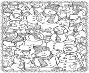 Printable adult christmas snowman coloring pages