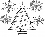 Printable Snowflake and Christmas Trees coloring pages