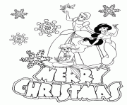 Printable disney princesses snowflake christmas coloring pages