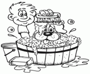 Printable dog bathing in a bucket 5cfb coloring pages