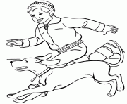 Printable boy running with his dog e3cb coloring pages
