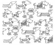 Printable adult difficult dogs elegants coloring pages