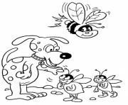 Printable dog and bees ba26 coloring pages