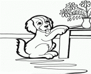 Printable dog trying to get on table 676e coloring pages