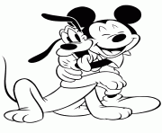 Printable mickey mouse hugging pluto dog disney coloring pages