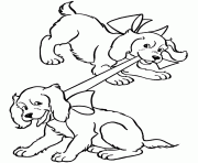 Printable dogs with stick 2a01 coloring pages