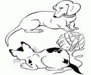Printable a dog and a cat e475 coloring pages