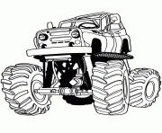 cartoon monster truck with big wheels and suspension