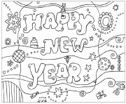 Printable Happy New Year Coloring Design For Kids coloring pages
