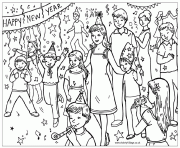Printable new year party coloring pages