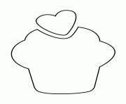 Printable cupcake with heart stencil coloring pages