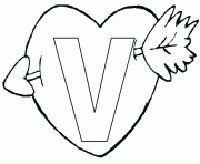 Printable heart v alphabet s376c coloring pages
