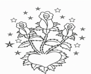 Printable roses in heart valentines se84a coloring pages