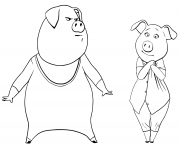 Pigs from Sing Coloring Pages Gunter and Rosita