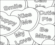 Printable Valentine Heart My Love Kiss Be Mine coloring pages