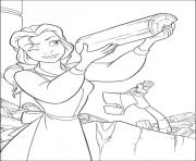 Printable belle checking a wood be1f beauty and beast disney coloring pages