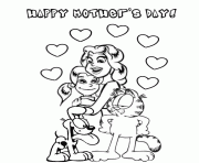 Printable garfield mothers day hearts coloring pages