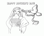 Printable barbie and mothers day dove coloring pages
