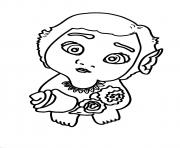Printable baby moana with flowers coloring pages