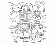 Printable Moana and maui forest coloring pages