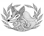 Printable advanced fox and leaves coloring pages