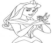 Printable rose in auroras hand princess coloring pages