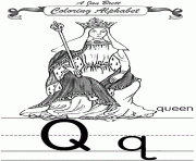 Printable coloring alphabet traditional queen coloring pages