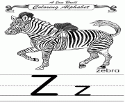 coloring alphabet traditional zebra