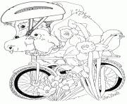 Printable hedgies spring bike ride by jan brett coloring pages