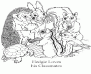 Printable hedgie loves his classmates by jan brett coloring pages