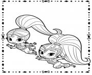 Printable Fluing Genies Shimmer and Shine coloring pages