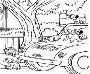 Printable dalmatians on police car coloring pages