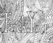 Printable fuck you swear word doodle adult hard difficult coloring pages