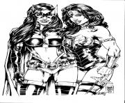 Printable huntress catwoman wonder woman inked by lottiefrancis coloring pages