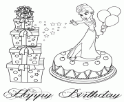 Printable elsa on cake disney coloring pages