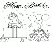 Printable elsa wishes you happy birthday disney coloring pages