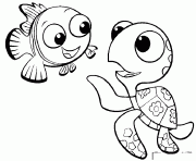Printable finding nemo and crush coloring pages