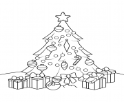 Printable christmas tree with presents coloring pages