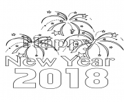 Printable Happy New Year 2018 fireworks coloring pages